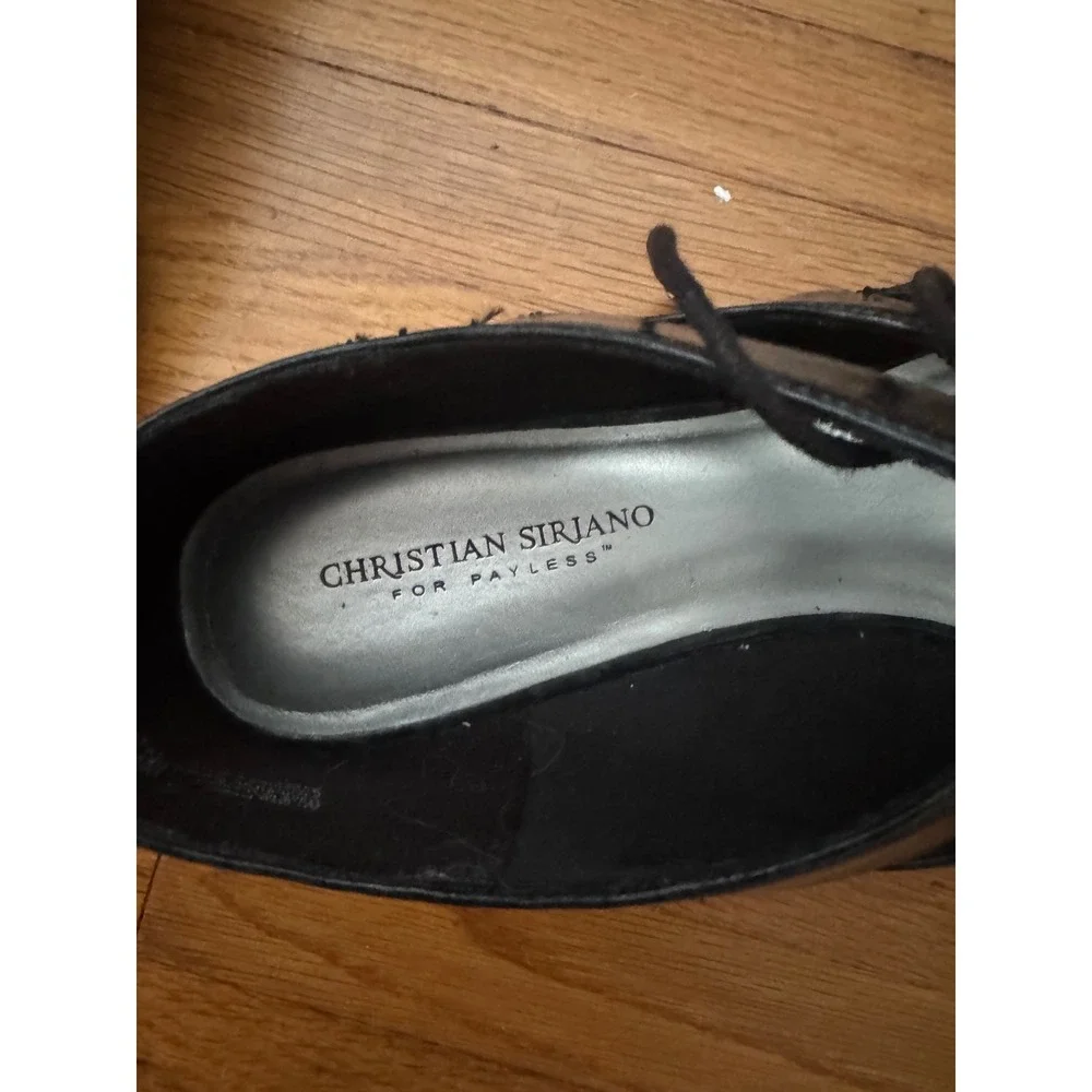 Christian Siriano for Payless Black Snakeskin Lace Up Pointed Toe Flats Shoes